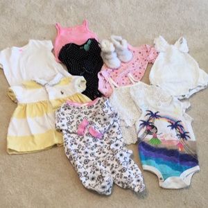 10pc baby girl 0-6M bundle, cute onsies/dresses